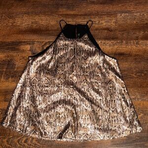 Zara Basic Sequin Animal Print Tank Top Size Small